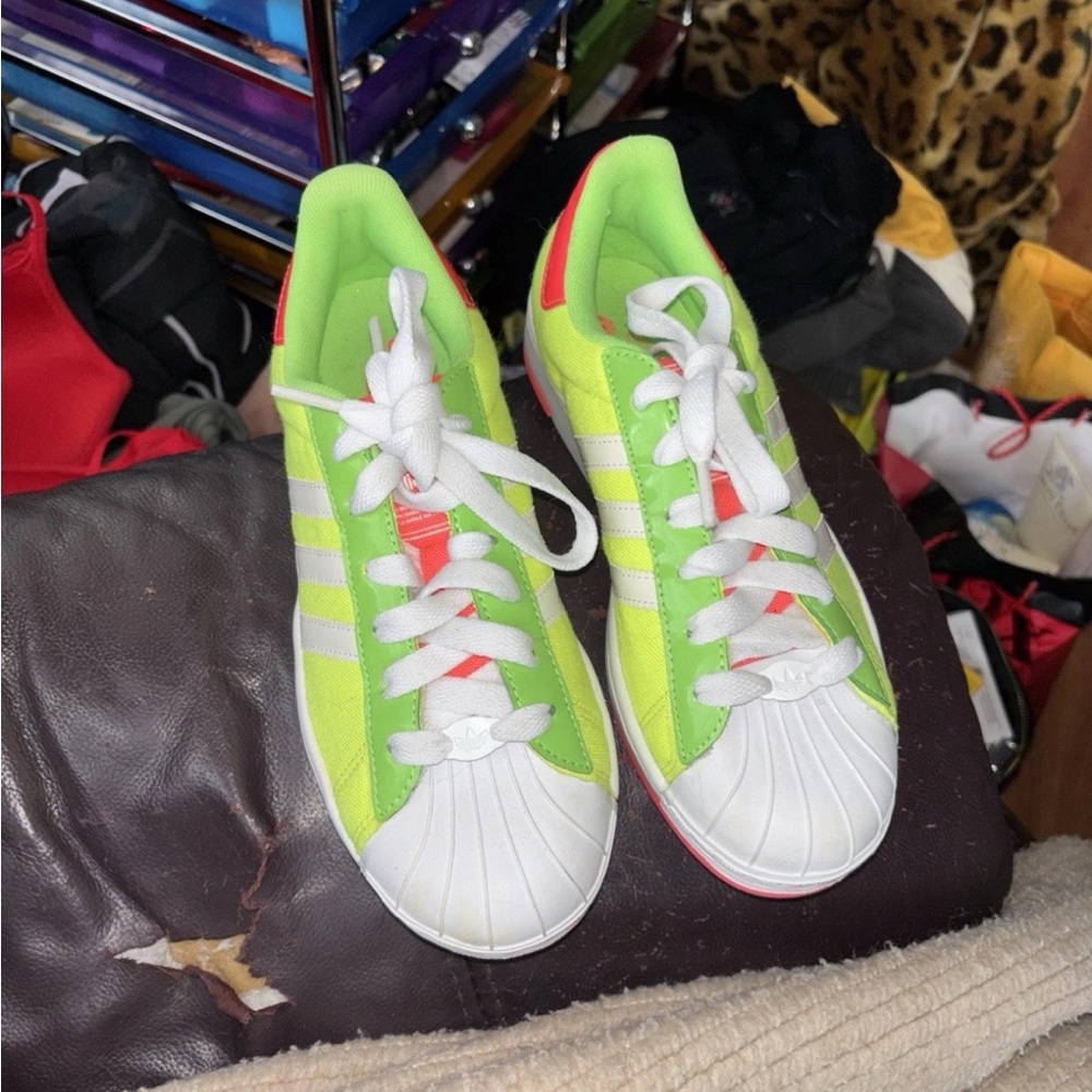 Adidas x Jeremy Scott Women's  Bright Lime/Red/White Athletic Shoes Size 6.5